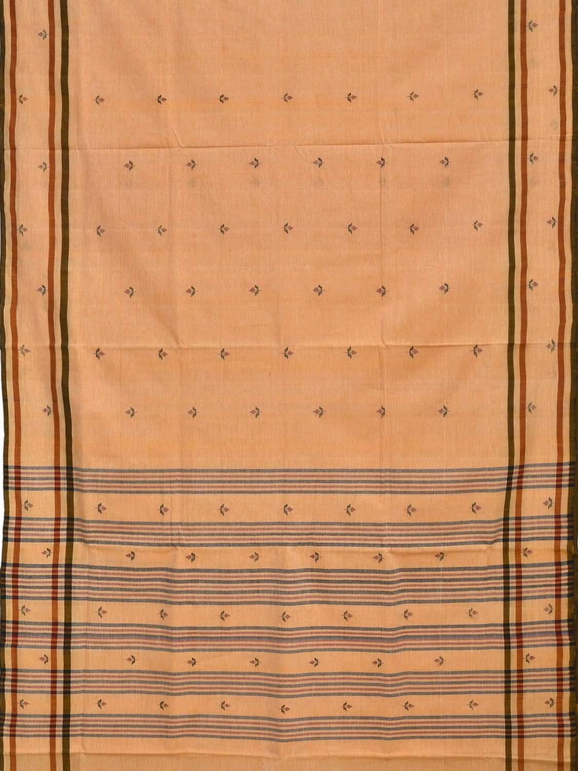 Orange Khadi Cotton Handloom Saree with Jamdani Buta Design kh0450