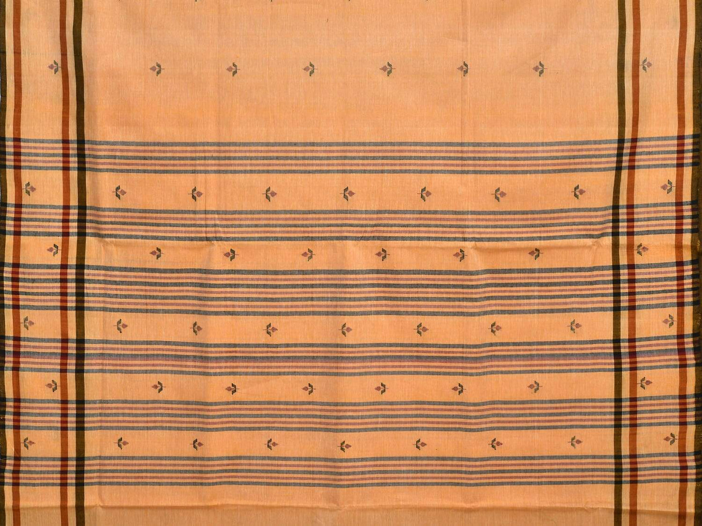 Orange Khadi Cotton Handloom Saree with Jamdani Buta Design kh0450