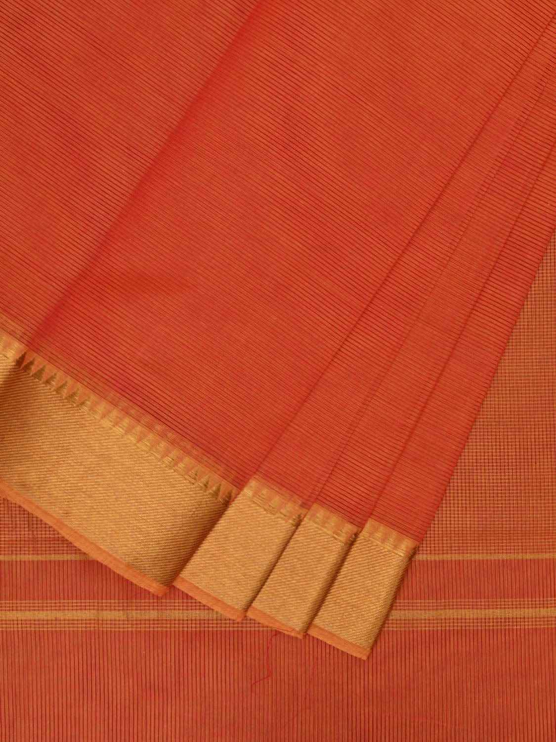 Orange Mangalgiri Cotton Handloom Saree with Strips Design mn0065