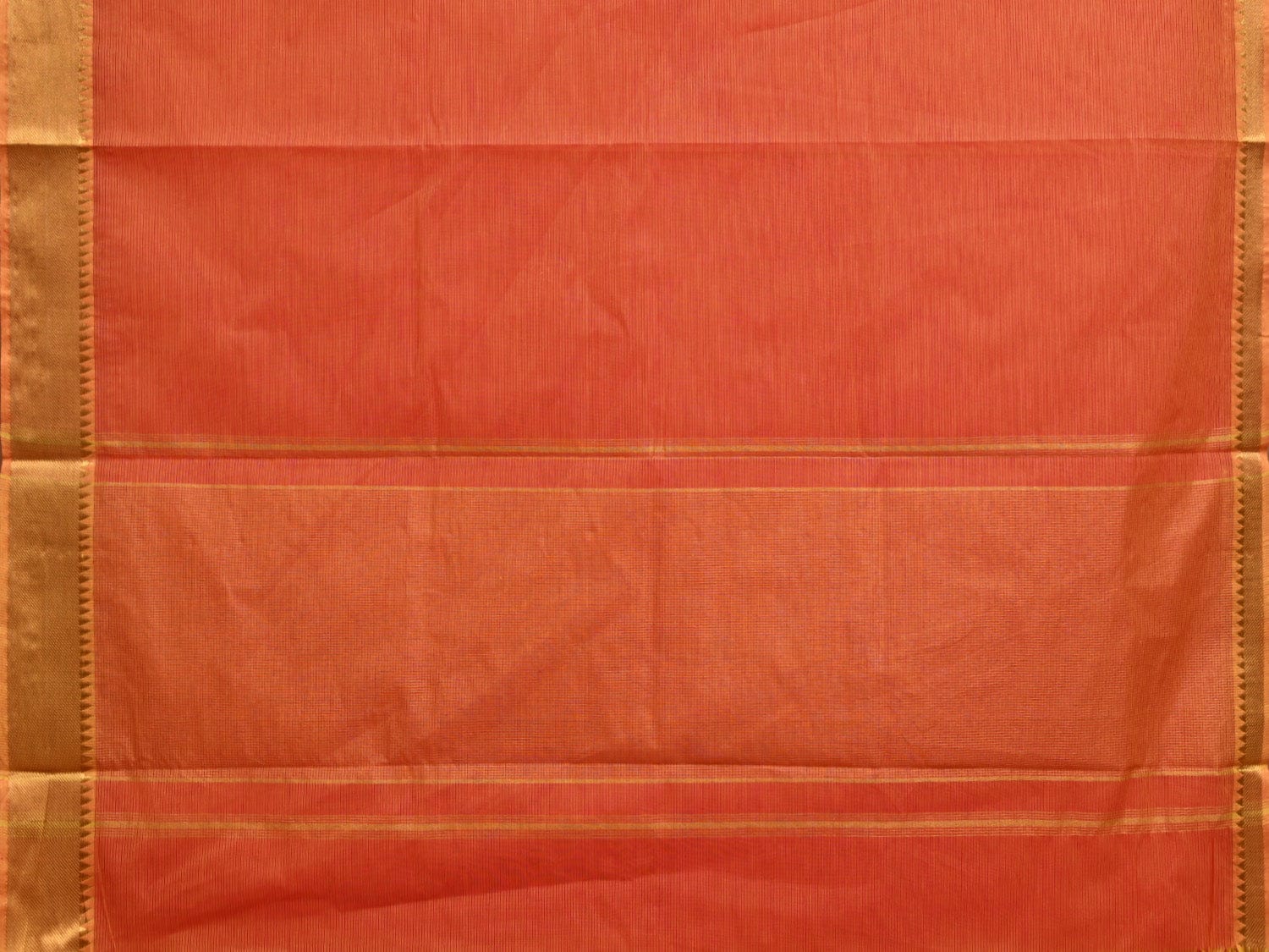 Orange Mangalgiri Cotton Handloom Saree with Strips Design mn0065