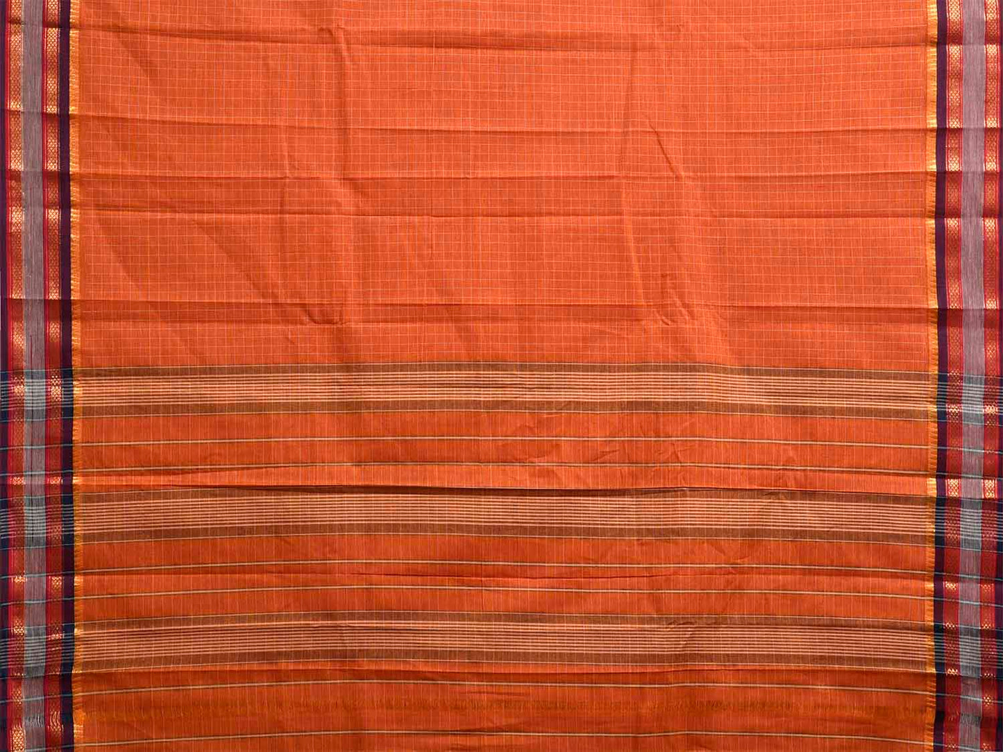 Orange Narayanpet 80s Cotton Handloom Saree with Ikat Weave Design No Blouse np1132