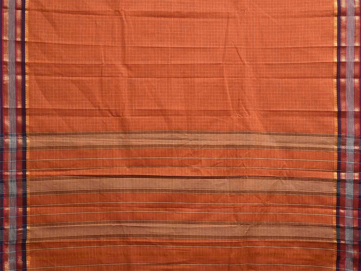 Orange Narayanpet 80s Cotton Handloom Saree with Ikat Weave Design No Blouse np1132