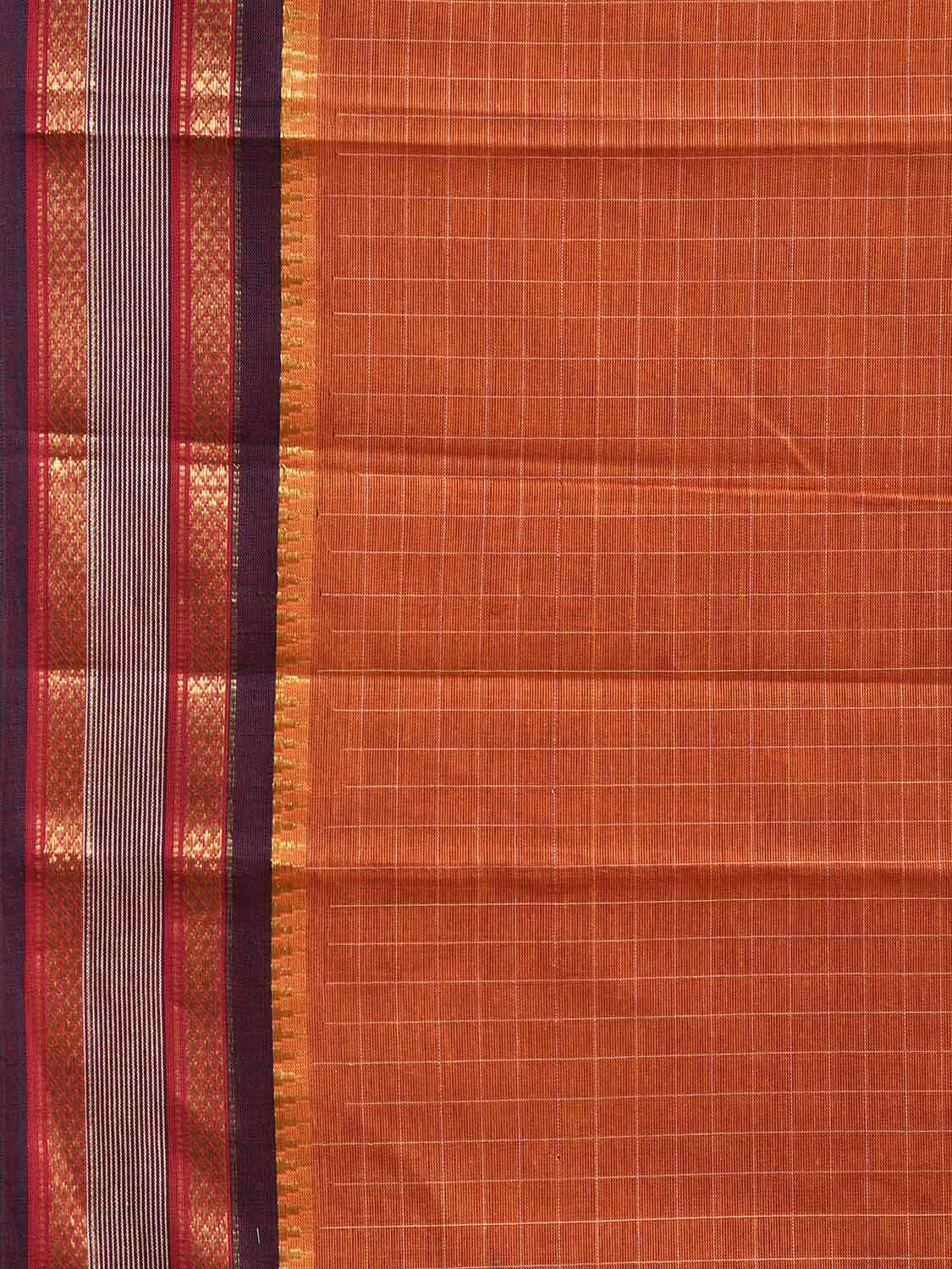 Orange Narayanpet 80s Cotton Handloom Saree with Ikat Weave Design No Blouse np1132