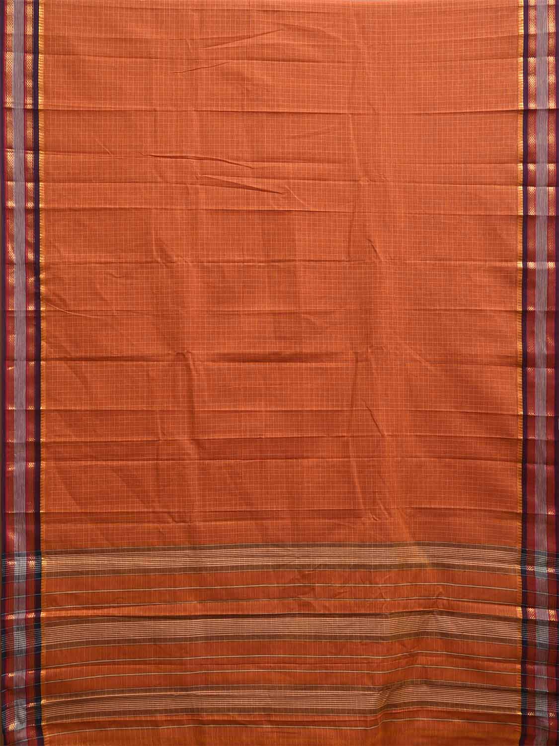 Orange Narayanpet 80s Cotton Handloom Saree with Ikat Weave Design No Blouse np1132
