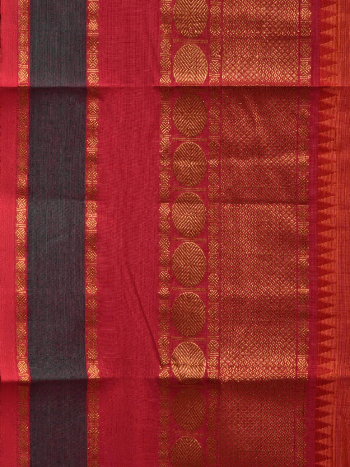 Orange Narayanpet Cotton Handloom Plain Saree with Big Border Design No Blouse np0634
