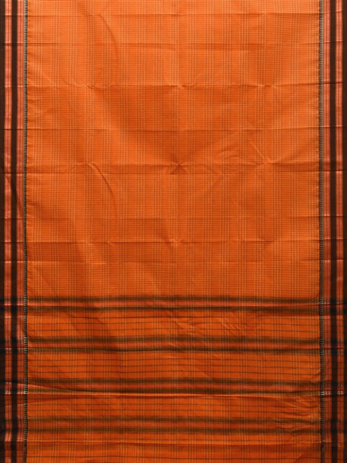 Orange Narayanpet Cotton Handloom Saree with Big Border Design No Blouse np0906
