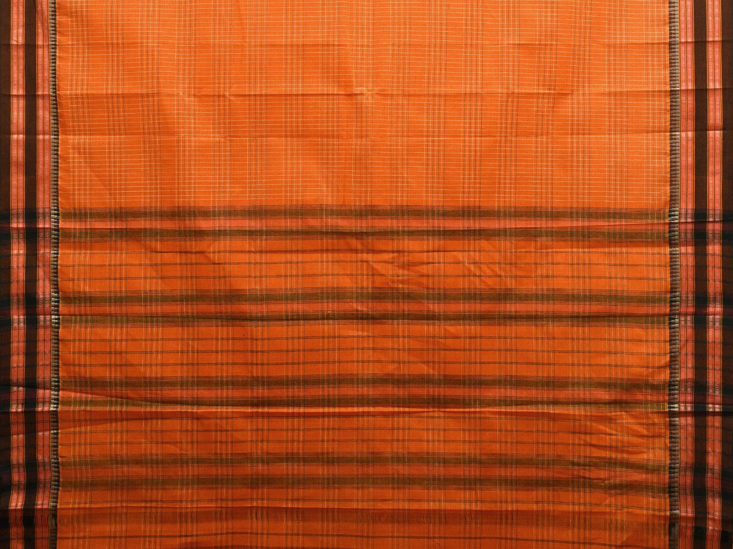Orange Narayanpet Cotton Handloom Saree with Big Border Design No Blouse np0906