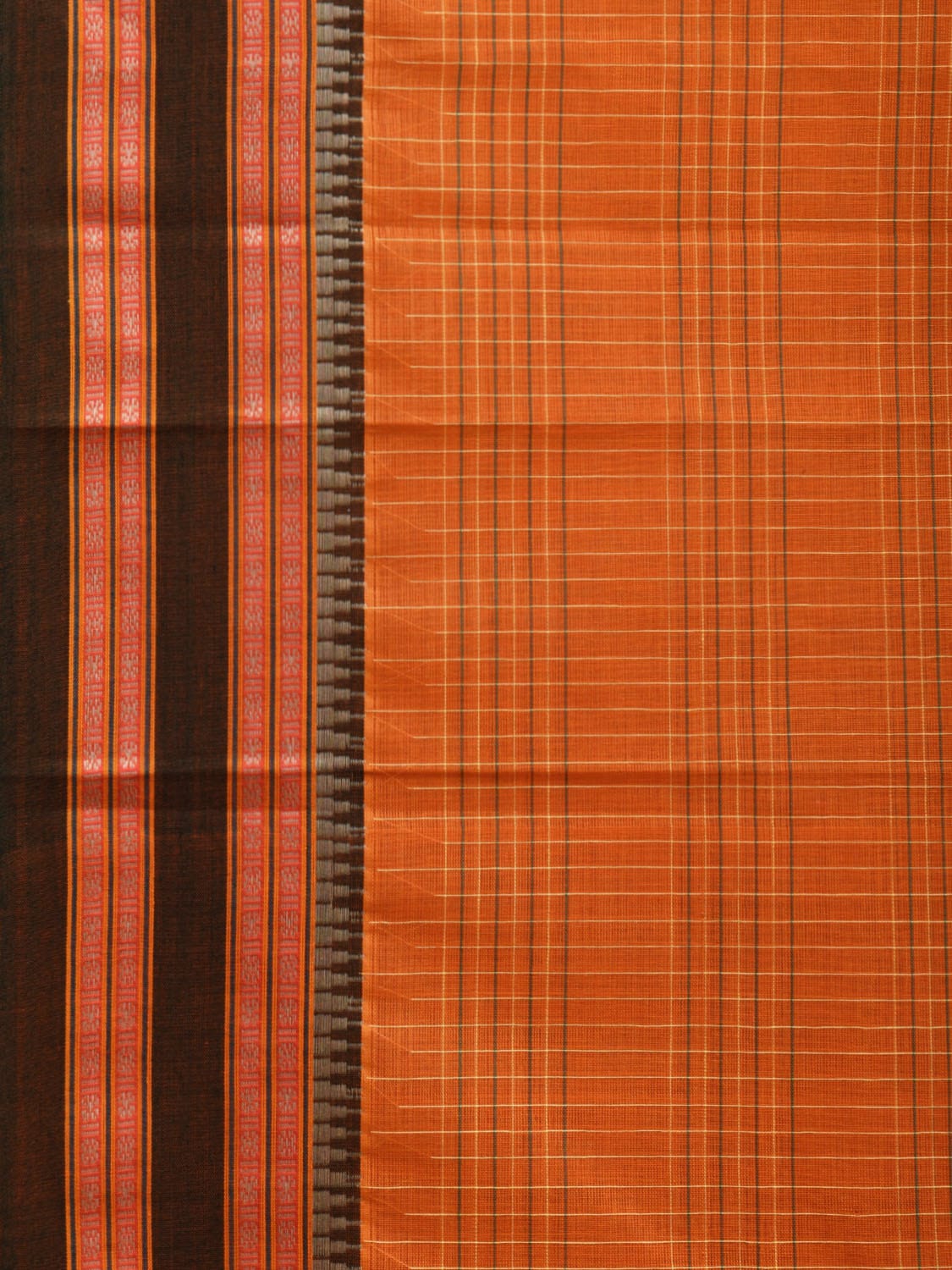 Orange Narayanpet Cotton Handloom Saree with Big Border Design No Blouse np0906