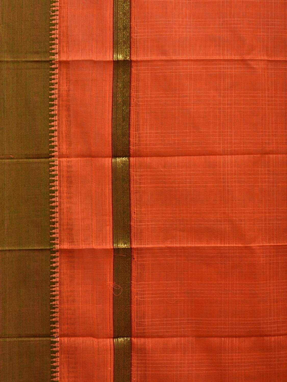 Orange Narayanpet Cotton Handloom Saree with Checks Design No Blouse np0478
