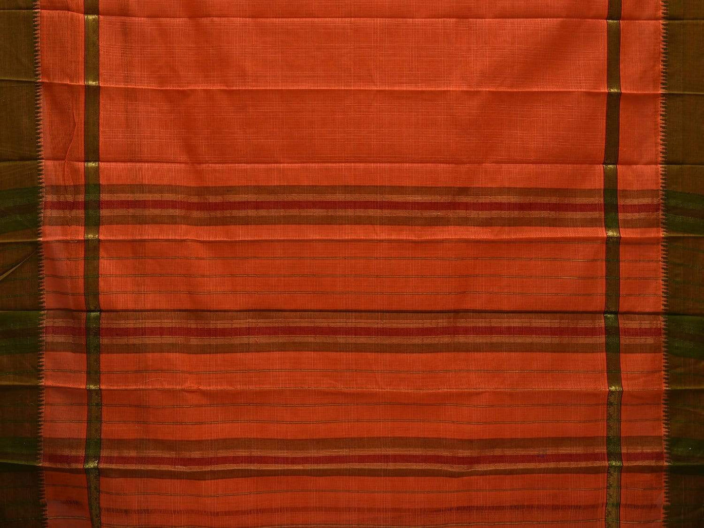 Orange Narayanpet Cotton Handloom Saree with Checks Design No Blouse np0478