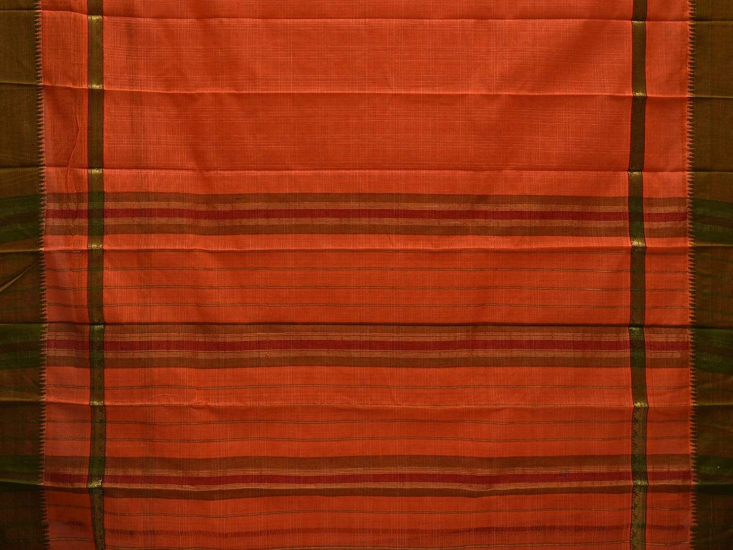 Orange Narayanpet Cotton Handloom Saree with Checks Design No Blouse np0478
