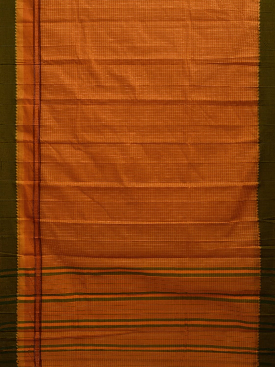 Orange Narayanpet Cotton Handloom Saree with Checks Design No Blouse np0566