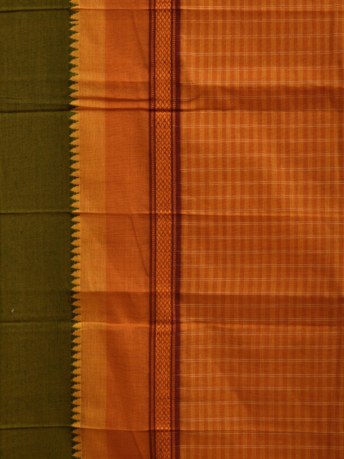 Orange Narayanpet Cotton Handloom Saree with Checks Design No Blouse np0566
