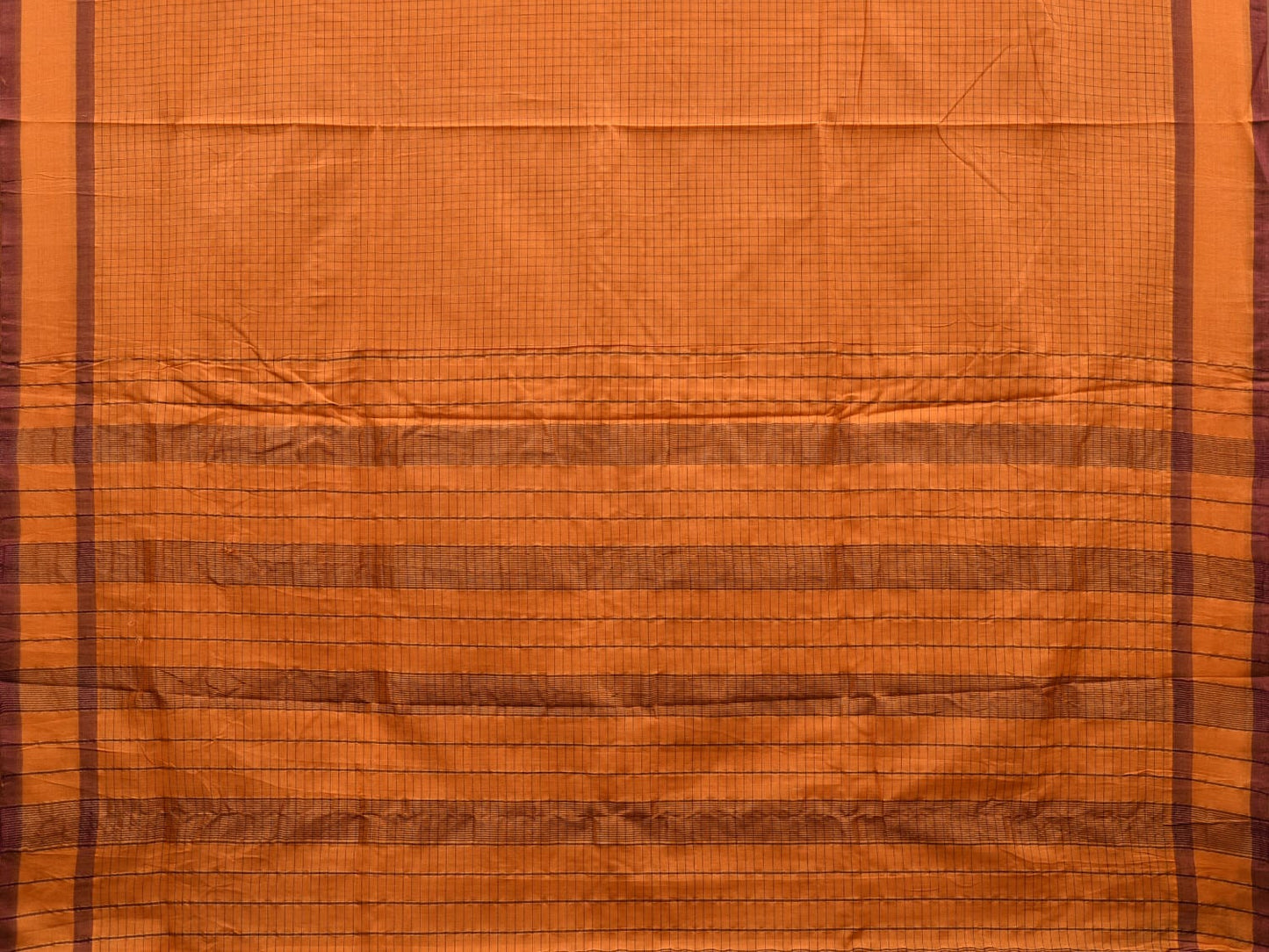 Orange Narayanpet Cotton Handloom Saree with Checks Design np0570