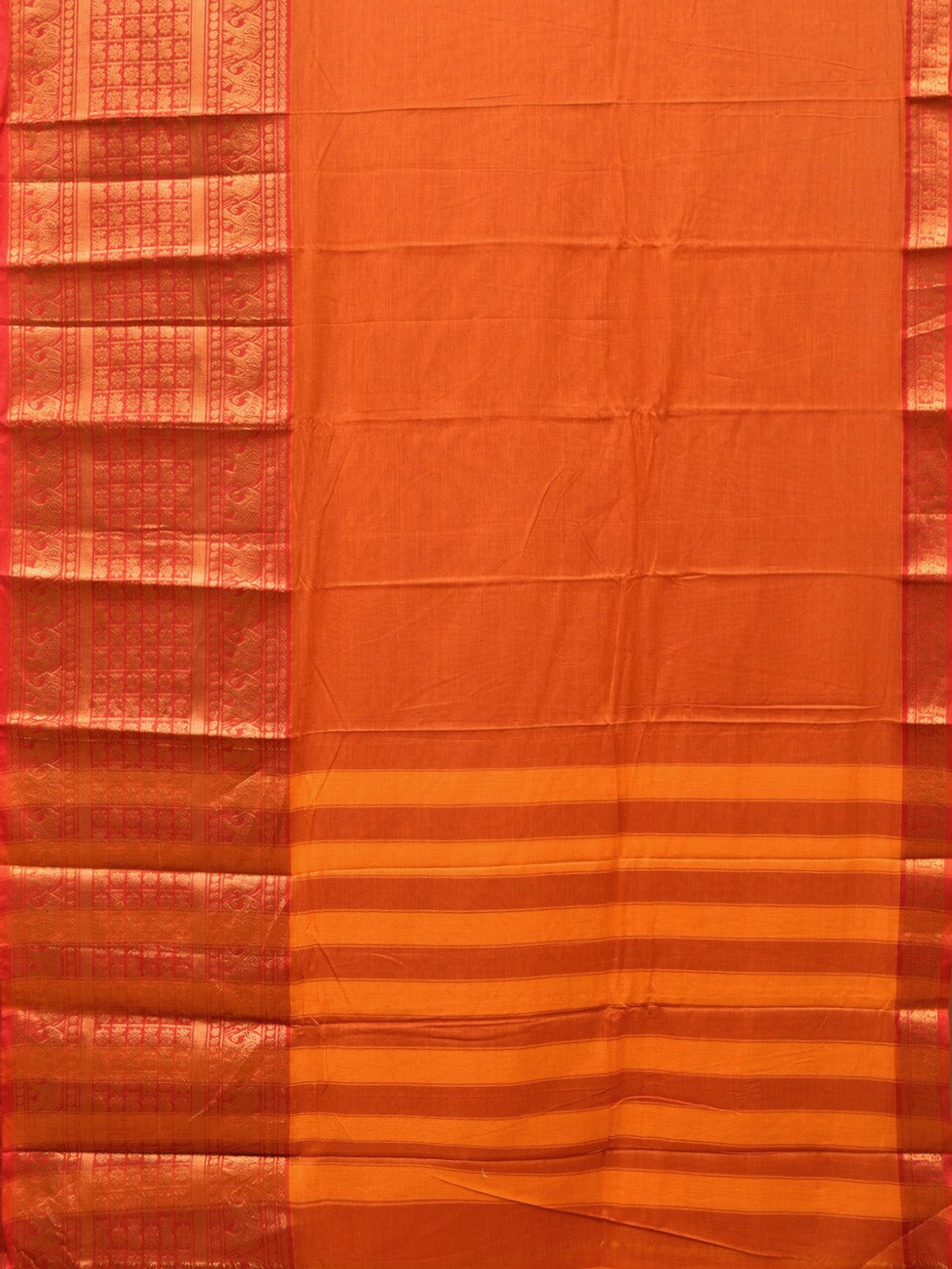 Orange Narayanpet Cotton Handloom Saree with One Side Big Border No Blouse np0743