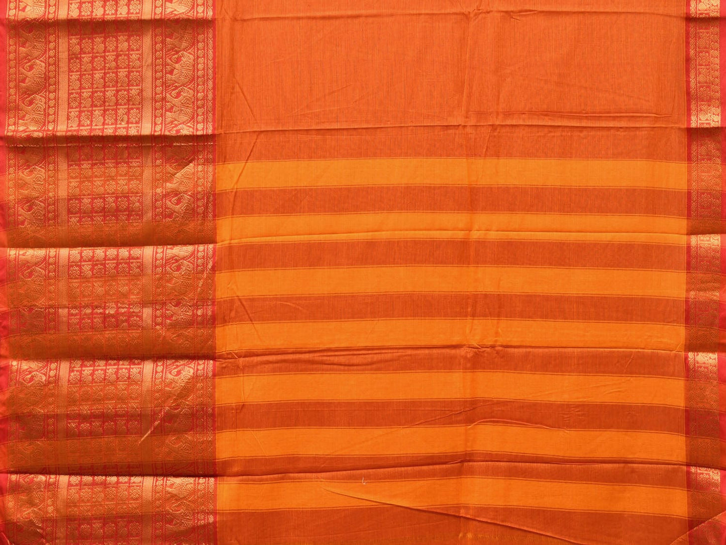 Orange Narayanpet Cotton Handloom Saree with One Side Big Border No Blouse np0743