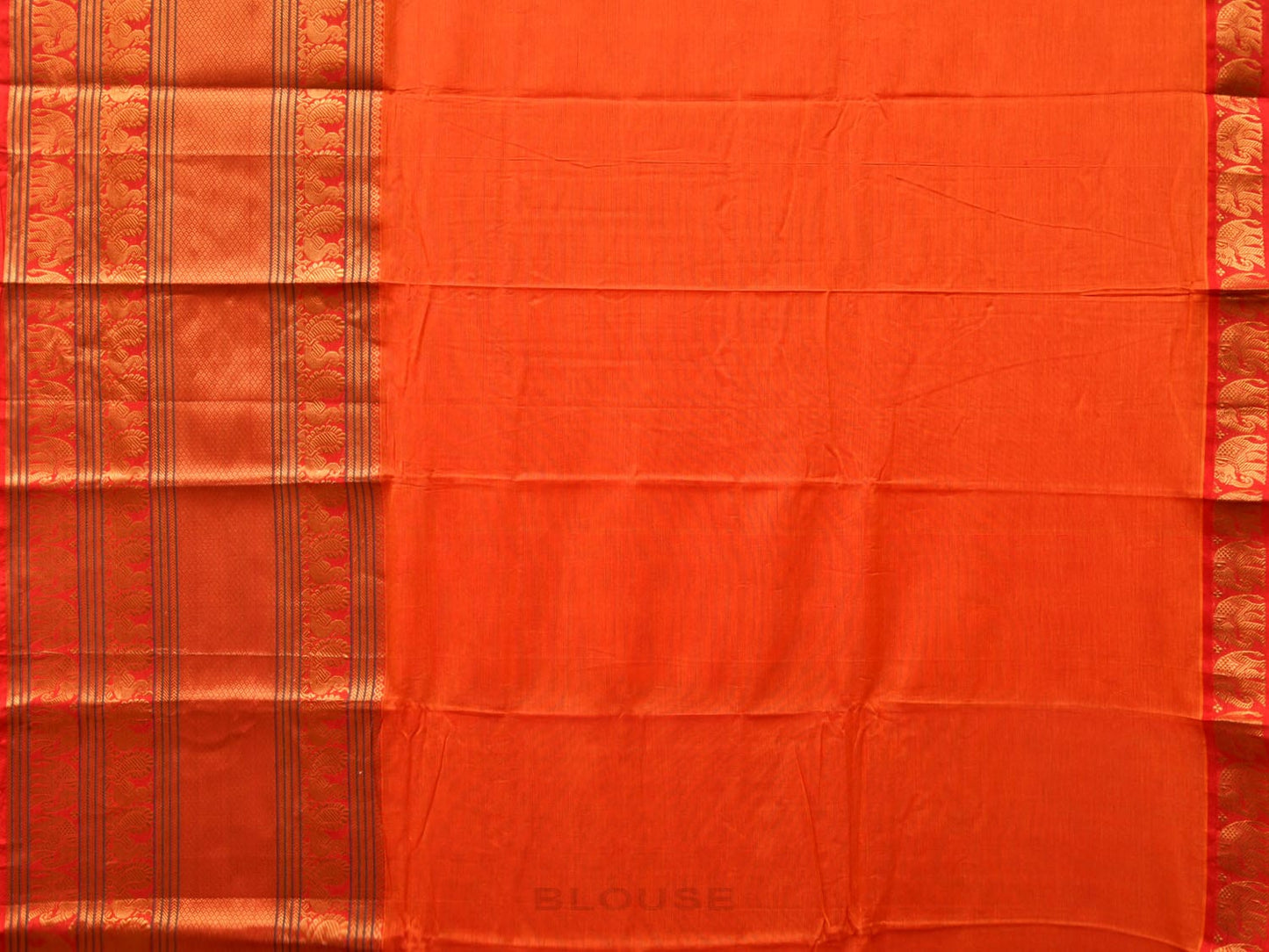 Orange Narayanpet Cotton Handloom Saree with One Side Big Zari Border Design np0733