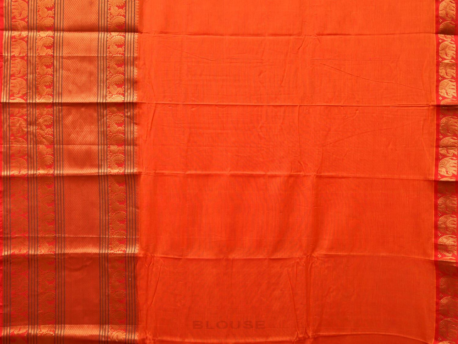 Orange Narayanpet Cotton Handloom Saree with One Side Big Zari Border Design np0733