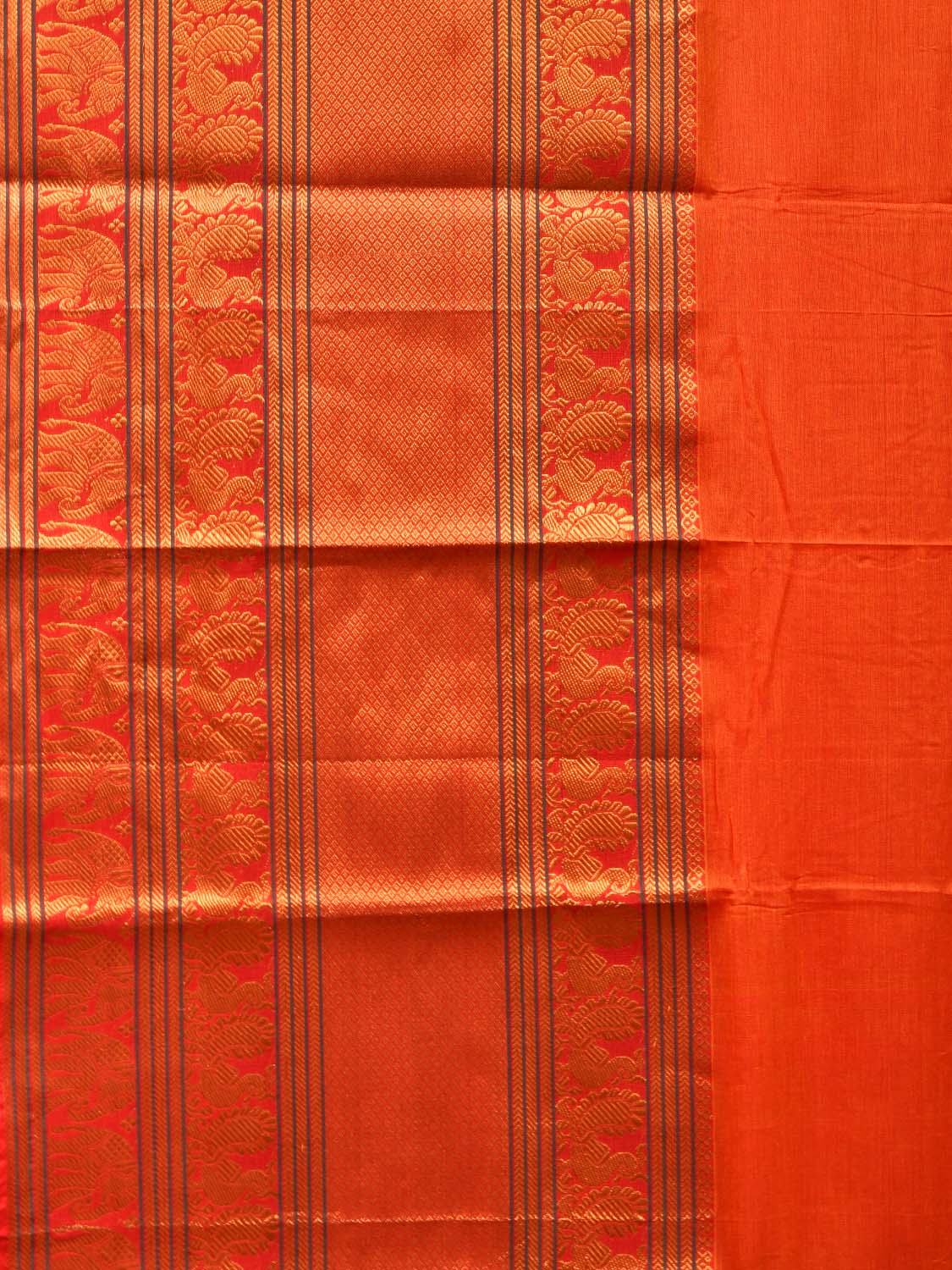 Orange Narayanpet Cotton Handloom Saree with One Side Big Zari Border Design np0733