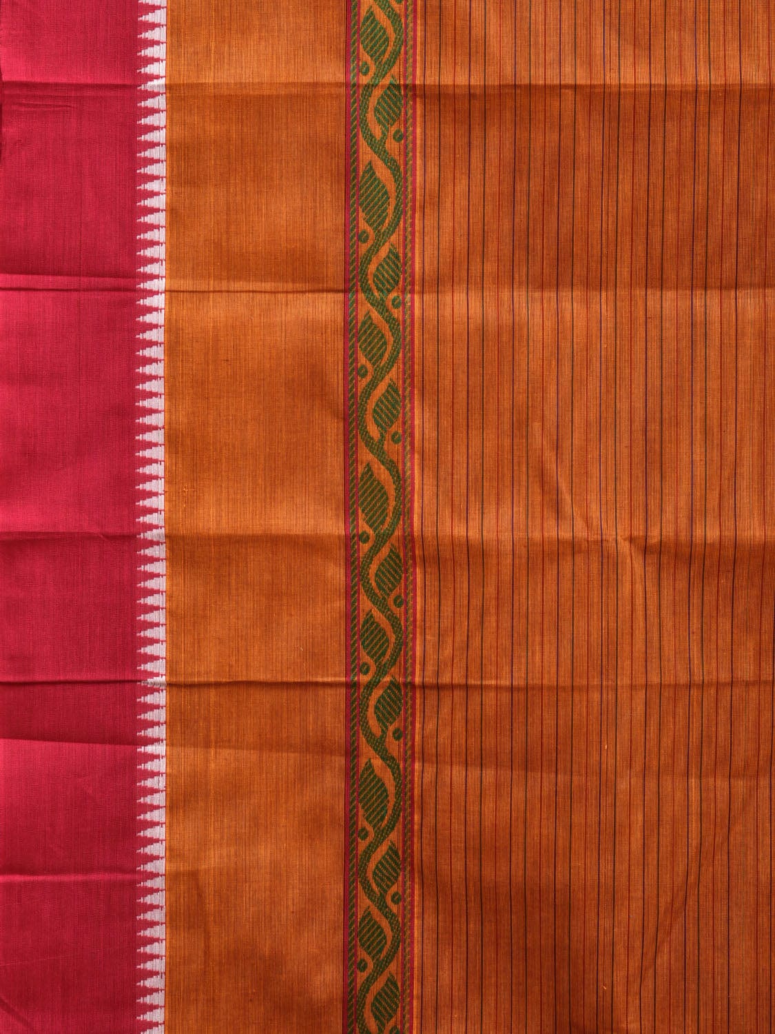 Orange Narayanpet Cotton Handloom Saree with Strips and Big Border Design No Blouse np0862
