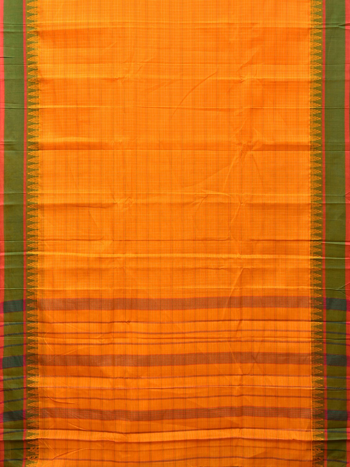 Orange Narayanpet Cotton Handloom Saree with Strips Design No Blouse np0749