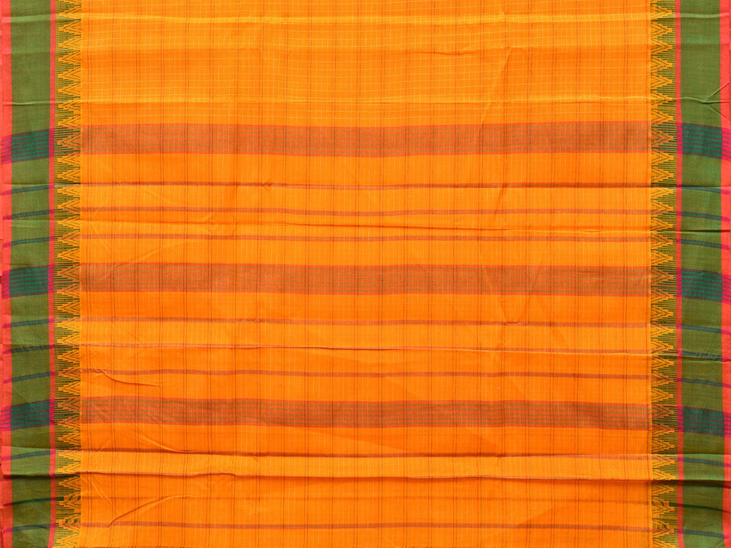 Orange Narayanpet Cotton Handloom Saree with Strips Design No Blouse np0749