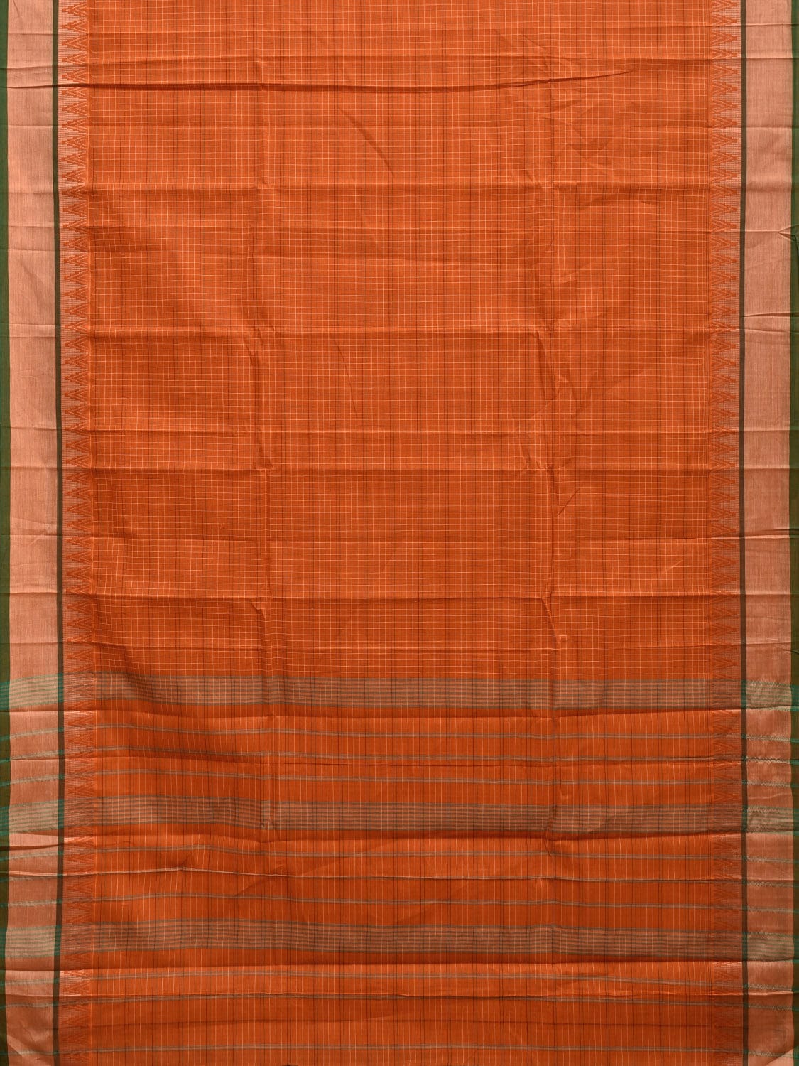 Orange Narayanpet Cotton Handloom Saree with Temple Border Design No Blouse np0844