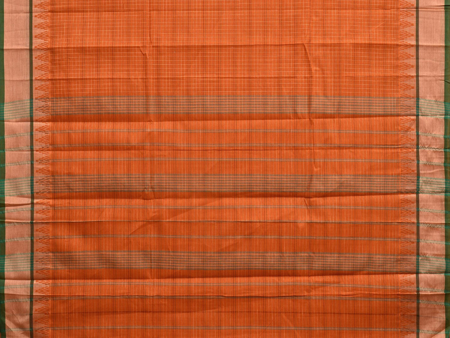 Orange Narayanpet Cotton Handloom Saree with Temple Border Design No Blouse np0844