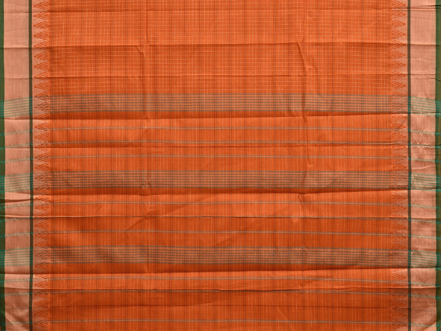 Orange Narayanpet Cotton Handloom Saree with Temple Border Design No Blouse np0844