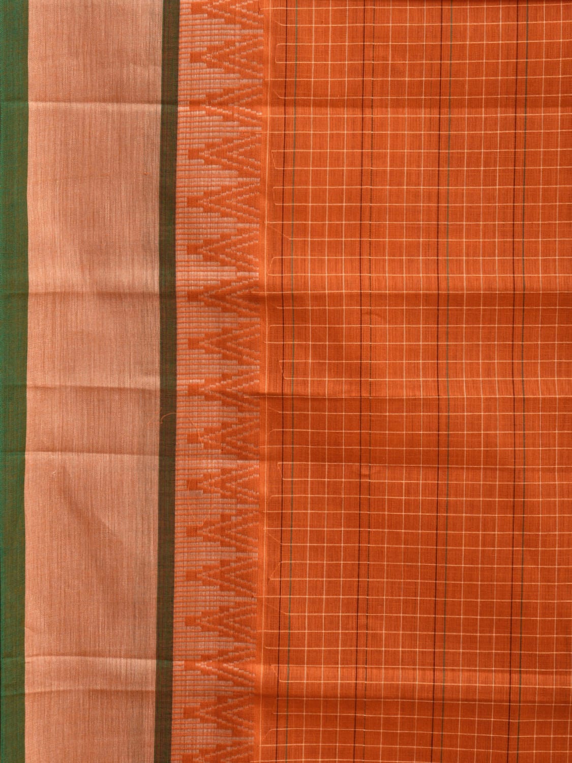 Orange Narayanpet Cotton Handloom Saree with Temple Border Design No Blouse np0844