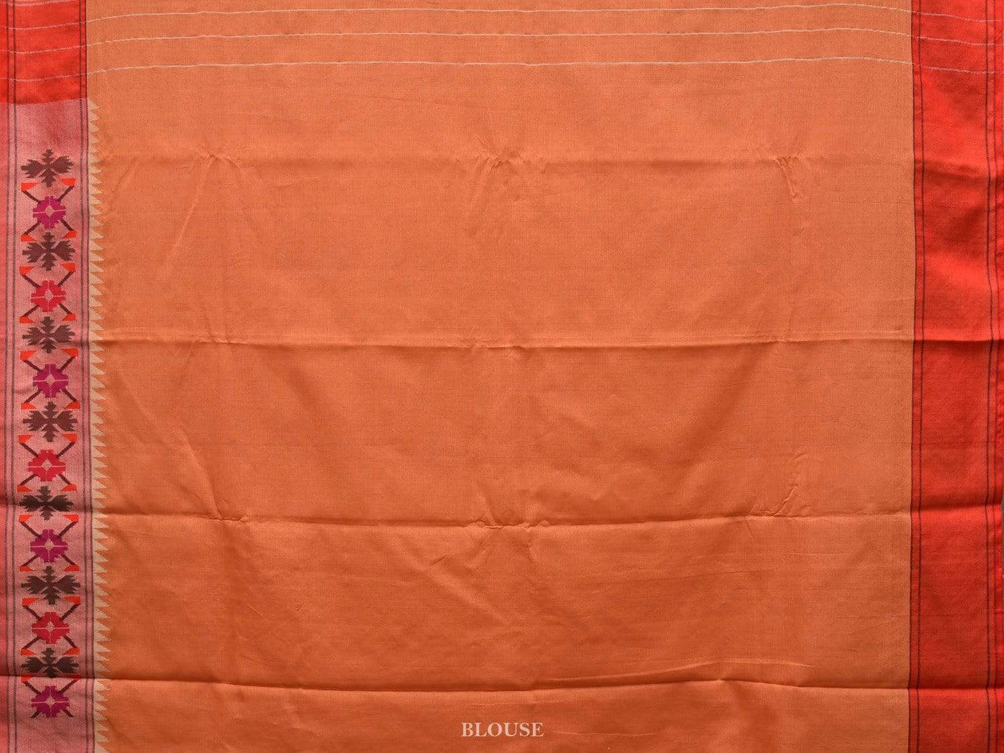 Orange Paithani Cotton Handloom Saree with Aakruti Border Design p0364