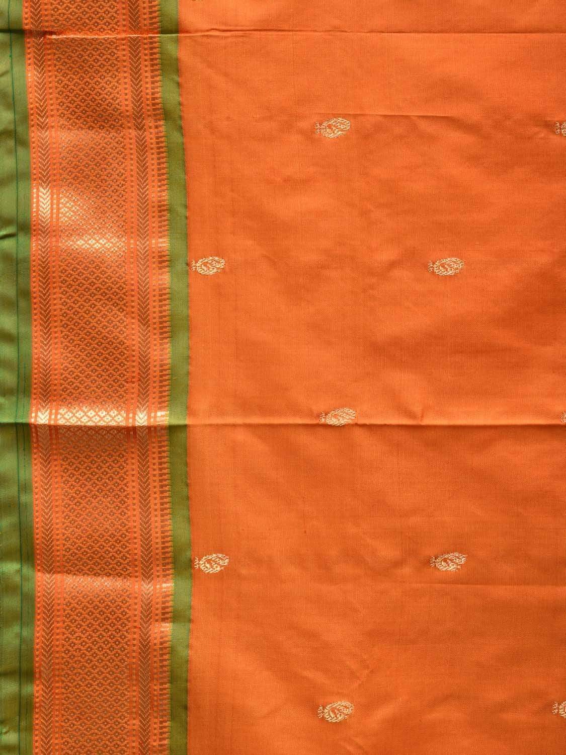 Orange Paithani Silk Handloom Saree with Double Pallu Design p0374
