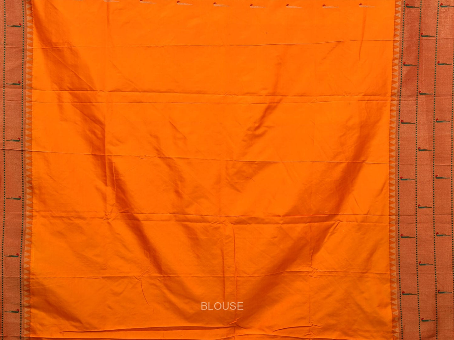 Orange Paithani Silk Handloom Saree with Triple Muniya Border and Pallu Design p0482