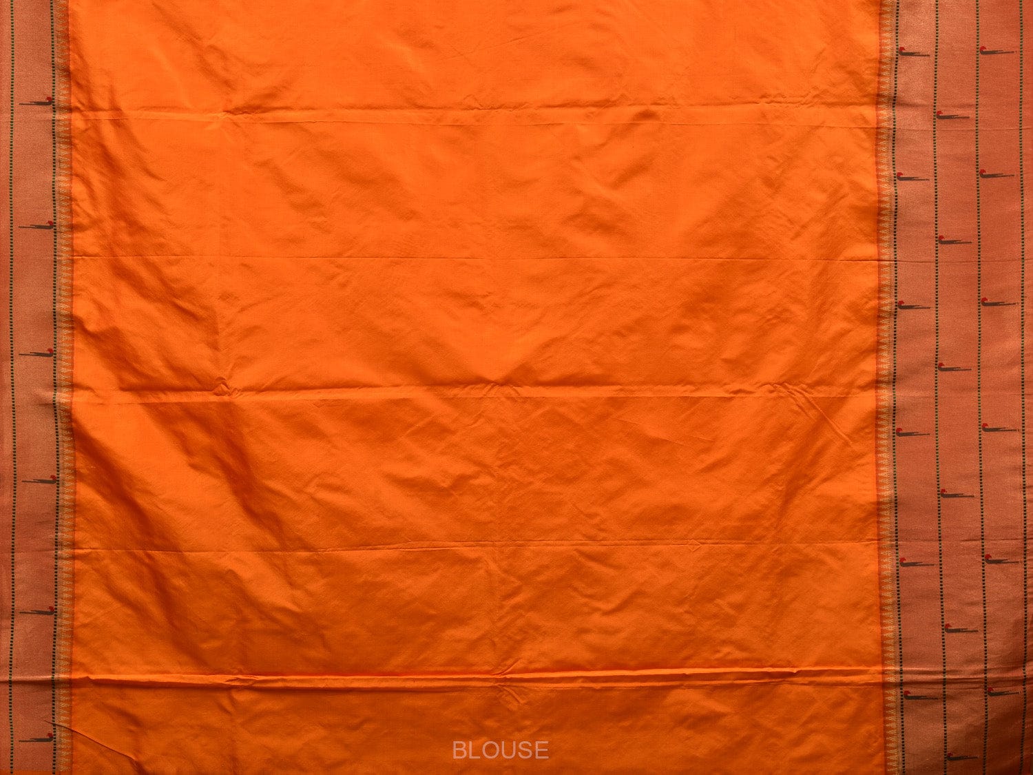 Orange Paithani Silk Handloom Saree with Triple Muniya Border Design p0442
