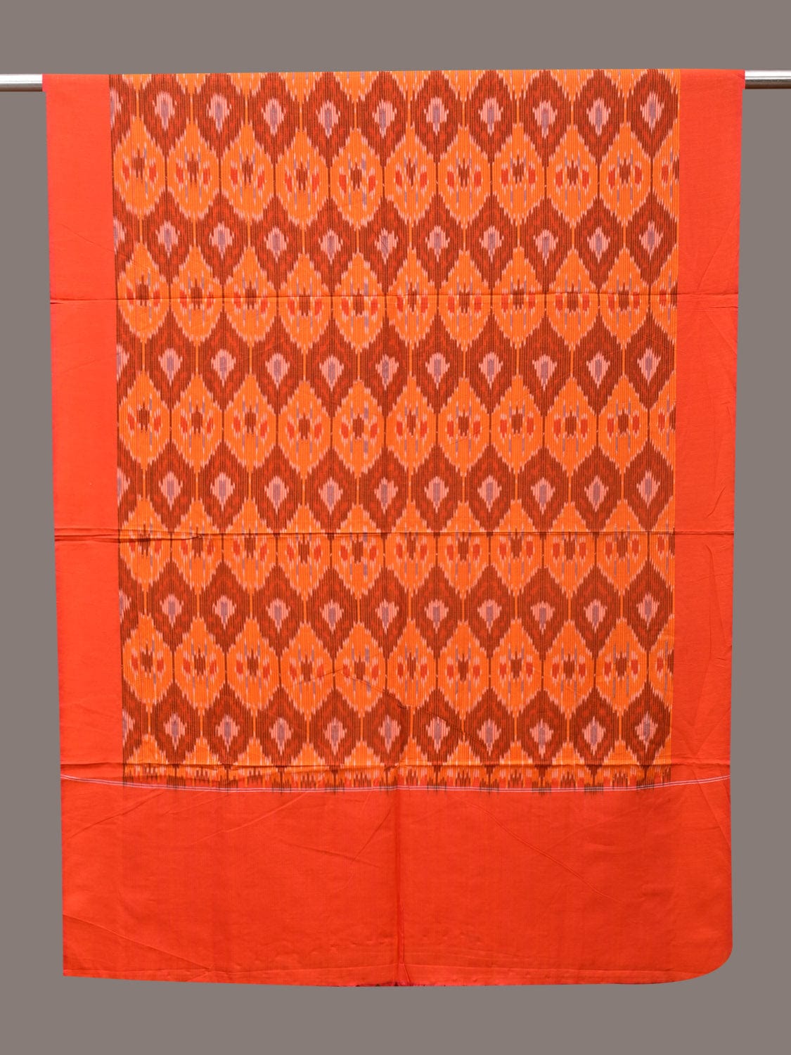 Orange Pochamaplly Ikat Cotton Handloom Dupatta with Grill Design ds3364