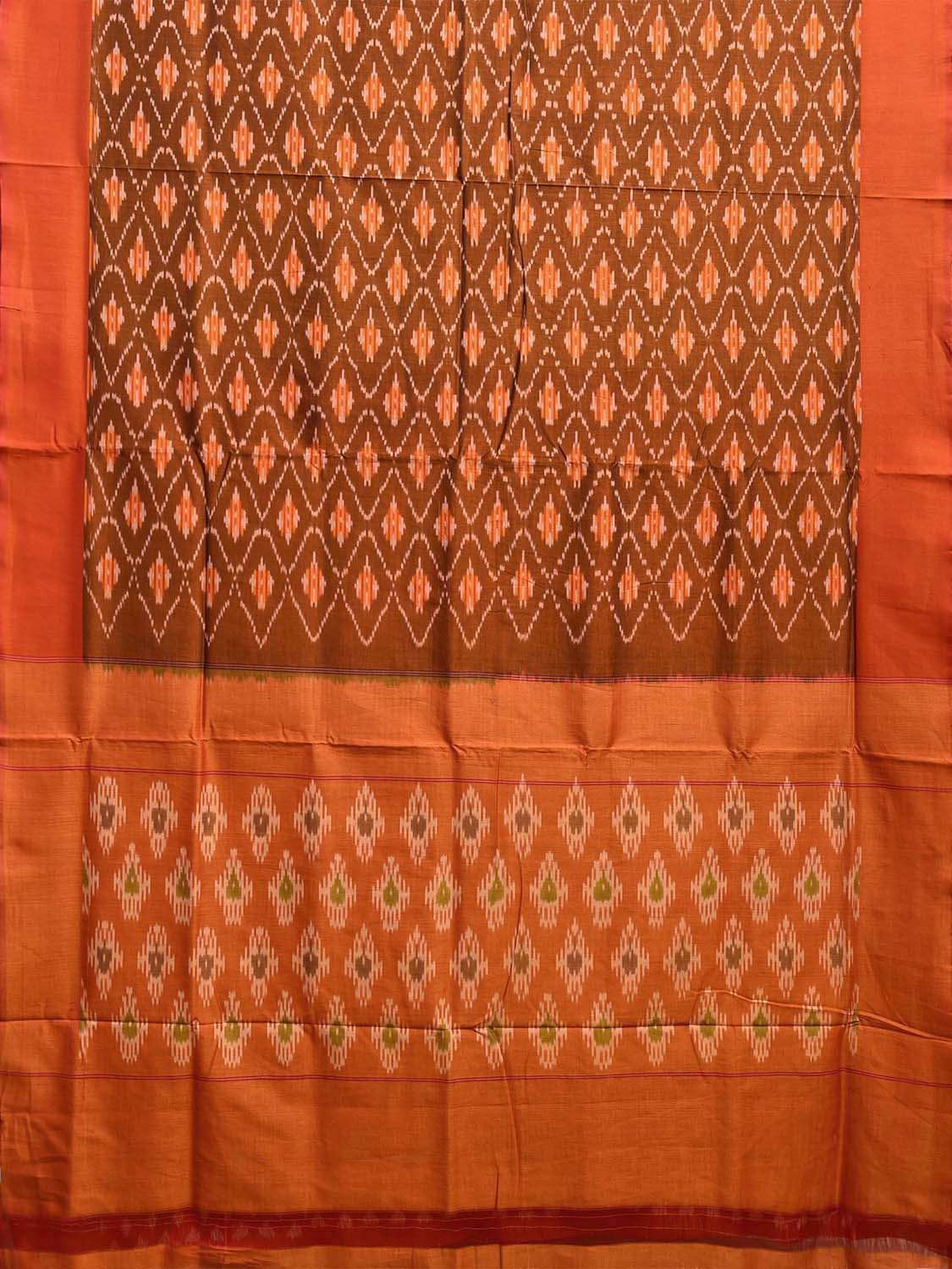 Orange Pochampally Ikat Cotton Handloom Saree with All Over Body and Pallu Design i0896
