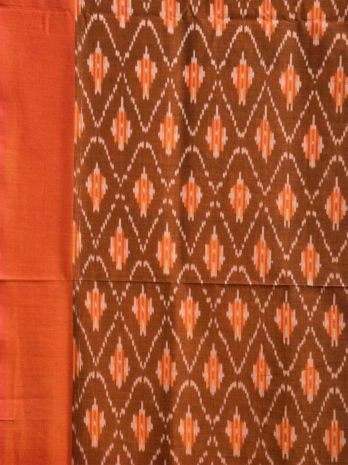 Orange Pochampally Ikat Cotton Handloom Saree with All Over Body and Pallu Design i0896