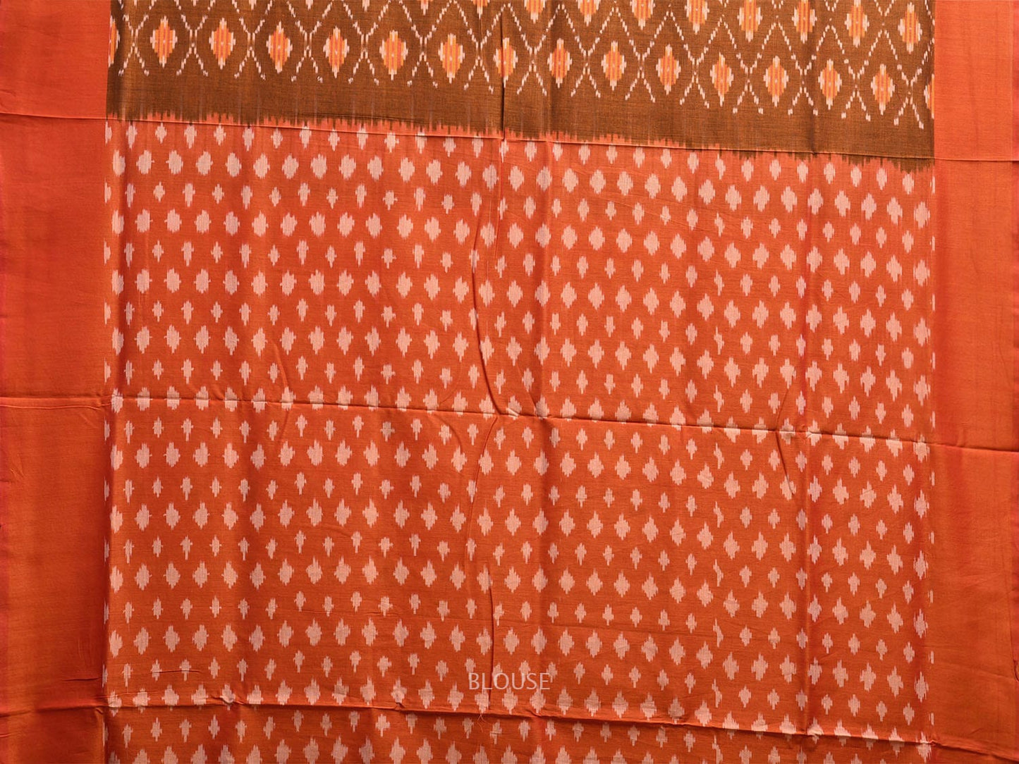 Orange Pochampally Ikat Cotton Handloom Saree with All Over Body and Pallu Design i0896