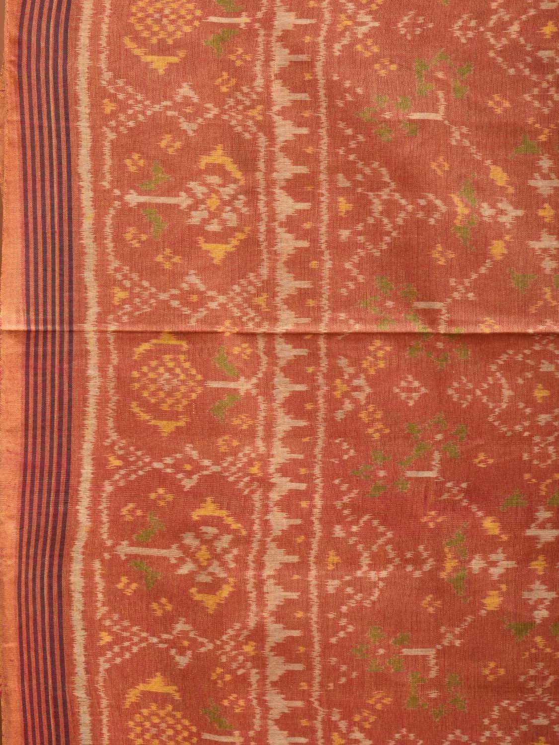 Orange Pochampally Ikat Cotton Handloom Saree with All Over Body Design i0643