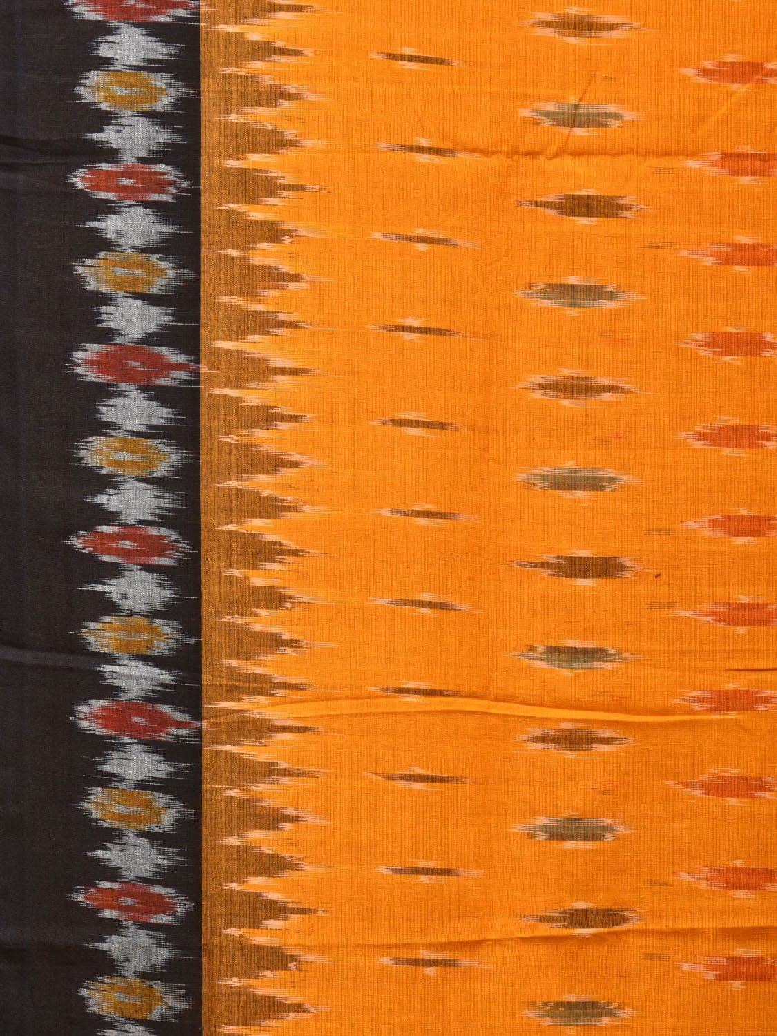 Orange Pochampally Ikat Cotton Handloom Saree with Body Buta and Border Design No Blouse i0825