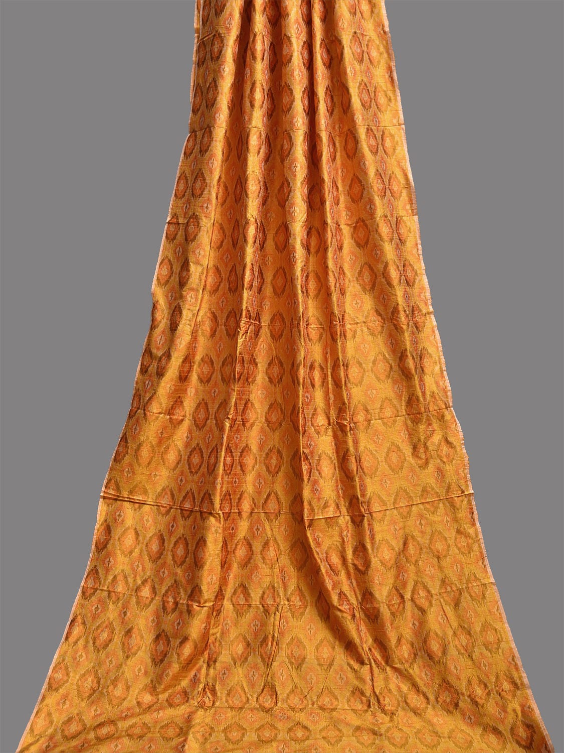 Orange Pochampally Ikat Raw Silk 2.5mts Fabric with Big Buta Design f0273