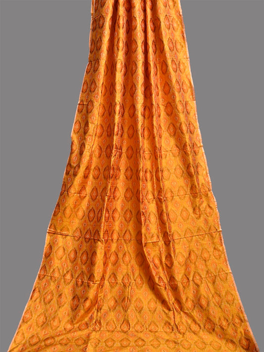 Orange Pochampally Ikat Raw Silk 2.5mts Fabric with Big Buta Design f0273