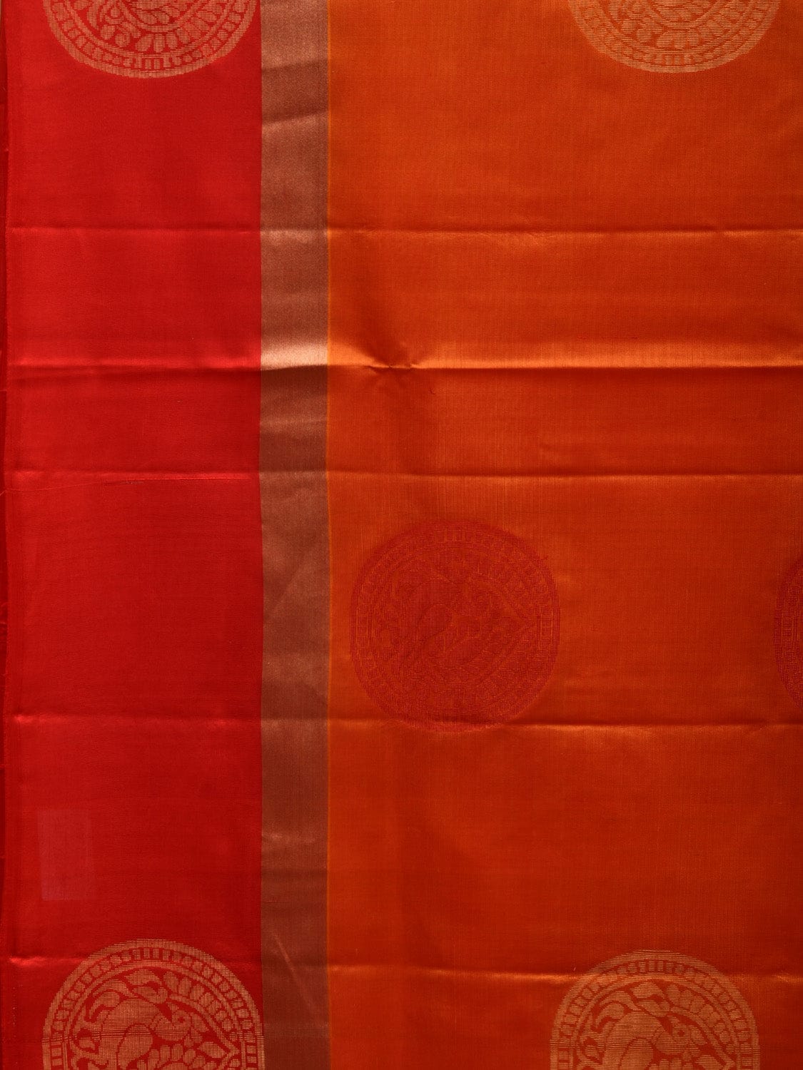 Orange Silk Handloom Saree with Kanchi Buta and Pallu Design o0297