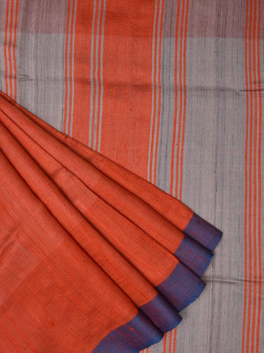 Orange Tussar Handloom Saree with Geecha Pallu o0130