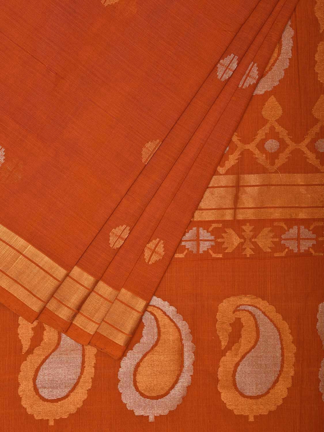 Orange Uppada Cotton Handloom Saree with Mango Pallu Design u2290
