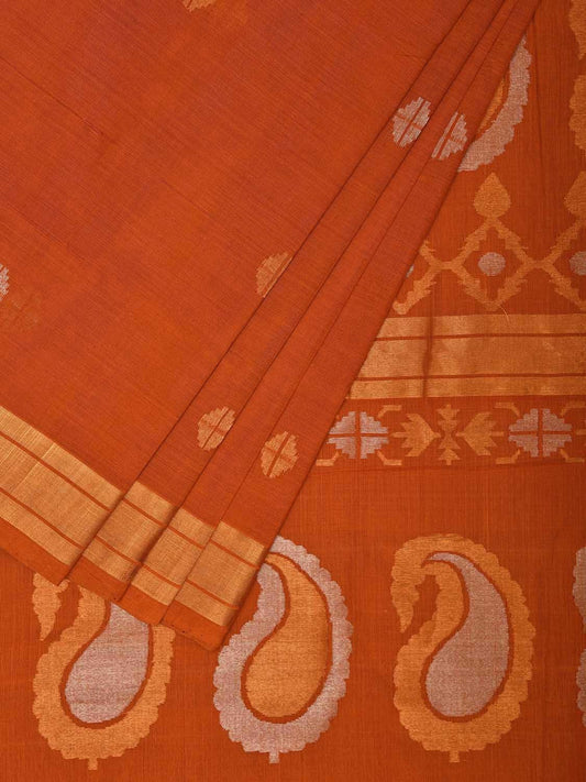Orange Uppada Cotton Handloom Saree with Mango Pallu Design u2290