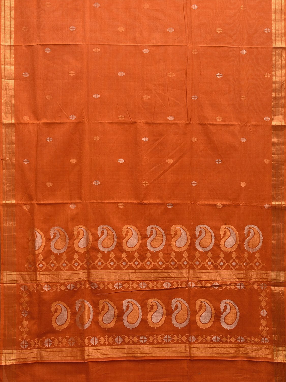 Orange Uppada Cotton Handloom Saree with Mango Pallu Design u2290