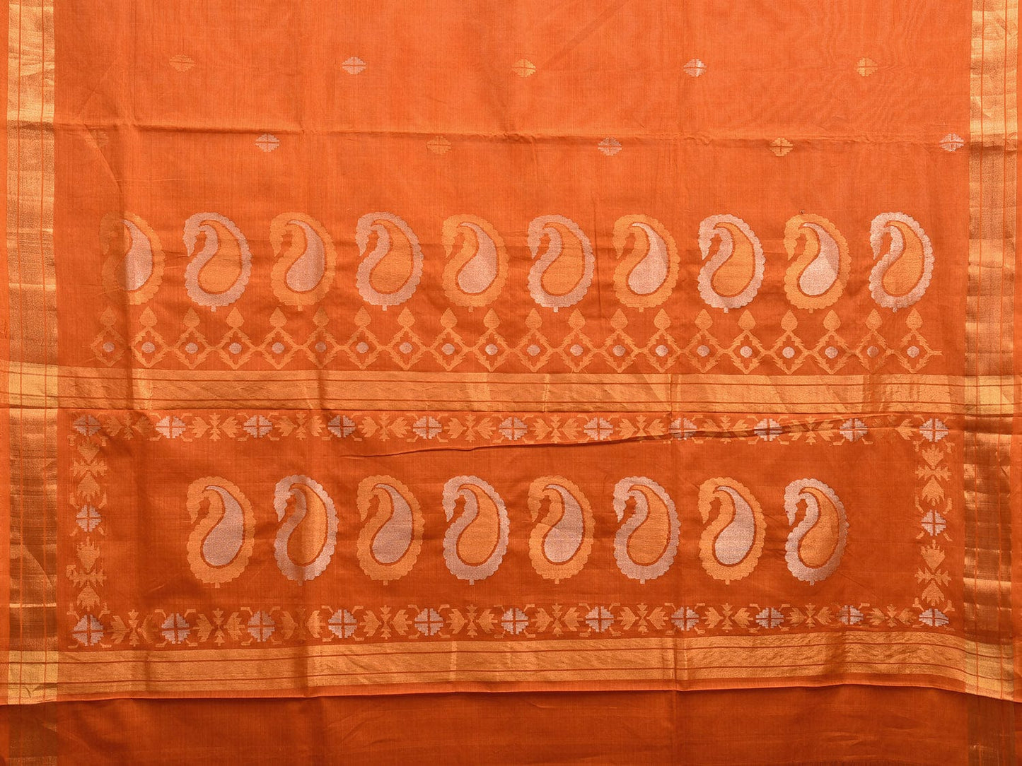 Orange Uppada Cotton Handloom Saree with Mango Pallu Design u2290