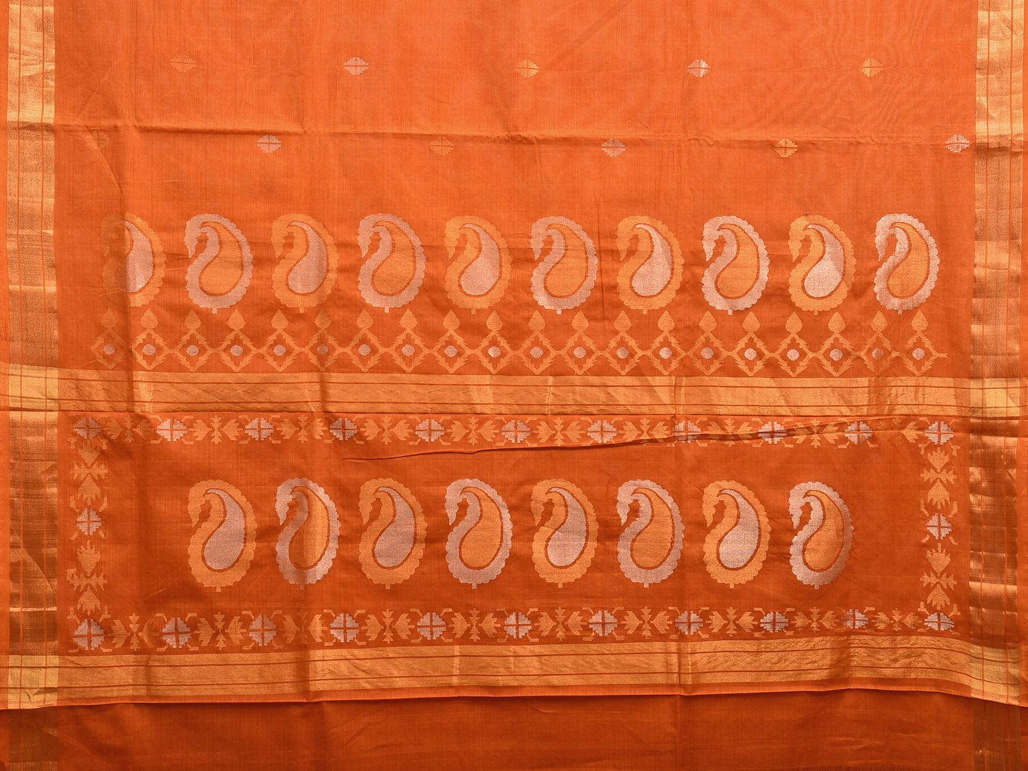 Orange Uppada Cotton Handloom Saree with Mango Pallu Design u2290