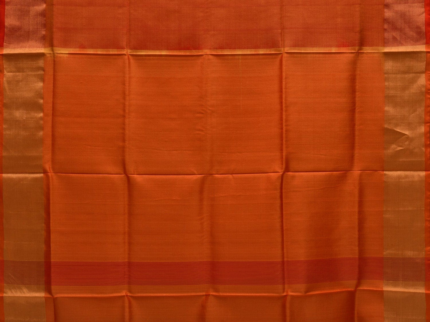 Orange Uppada Silk Handloom Plain Saree with Contrast Pallu Design u183